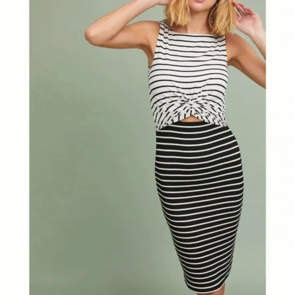 Bailey 44 Striped Cut Out Midi Dress - Picture 1 of 10